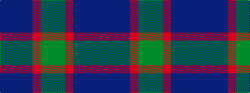 idealised woven sample of pattern BBBBRGG