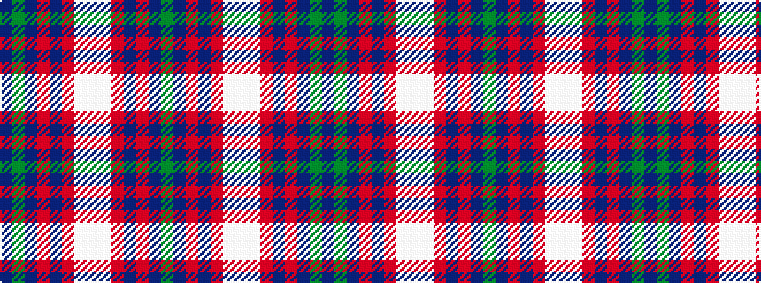 idealised woven sample of pattern BGBRBRWWWRBRBG