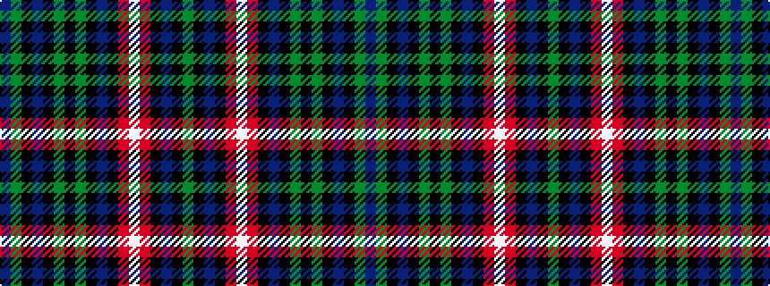 idealised woven sample of pattern BGKBKGKGKBKRWRKBKG