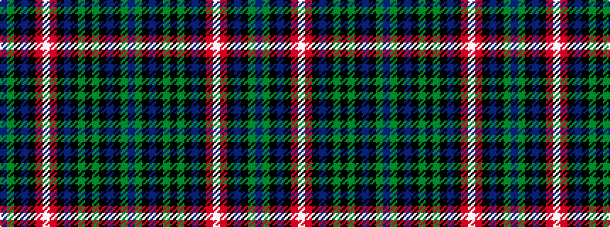 idealised woven sample of pattern BGKBKGKGKBKRWRKBKGB