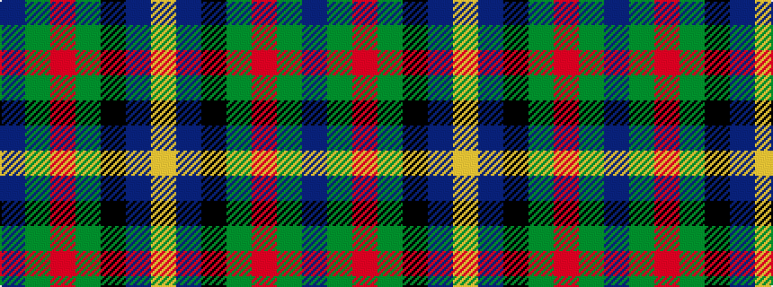 idealised woven sample of pattern BGRGKBY