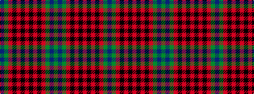 idealised woven sample of pattern BGRKRKRKRKRGBG
