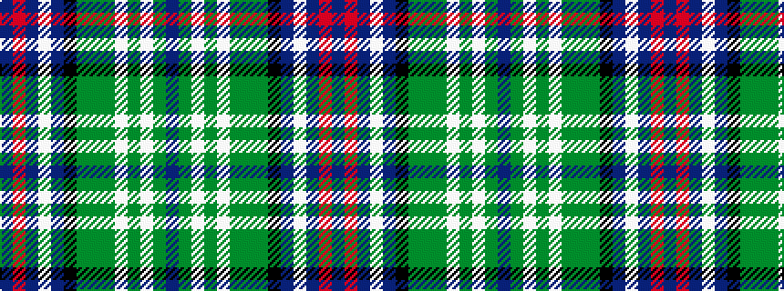 idealised woven sample of pattern BGWGWGGGKBWBRB