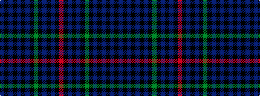idealised woven sample of pattern BKBKBKBKGKBKBKR