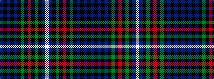 idealised woven sample of pattern BKBKBKGKRKGKBW