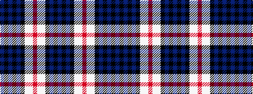 idealised woven sample of pattern BKBKBKWWRWWKBKB