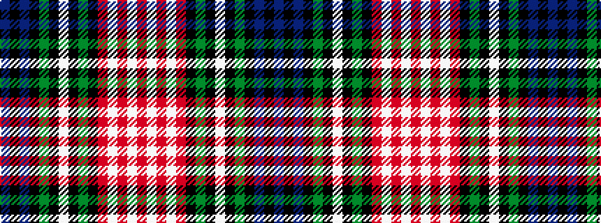 idealised woven sample of pattern BKBKGKWKGKRWRWR