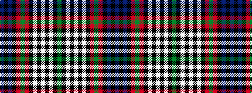 idealised woven sample of pattern BKBKRGRKWKWKWKG