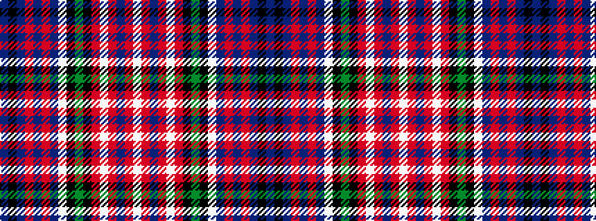 idealised woven sample of pattern BKBRBRBWKGKRWRBRW