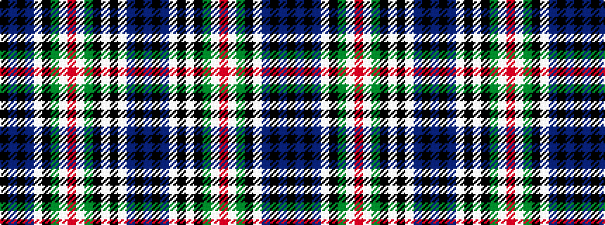 idealised woven sample of pattern BKBWKWKGWRWGKWBKBK