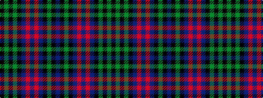 idealised woven sample of pattern BKGKBRBRBKGKGK