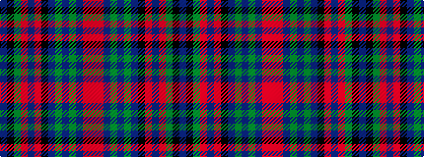 idealised woven sample of pattern BKGRBRKBGBGBRR