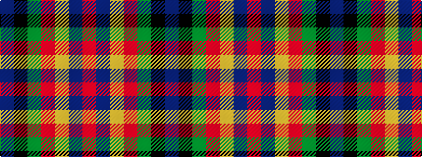 idealised woven sample of pattern BKGRYBR
