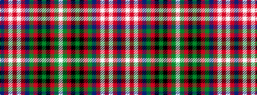 idealised woven sample of pattern BRWRWRBGRKGKRGW