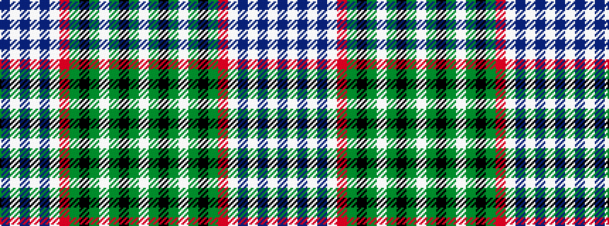 idealised woven sample of pattern BWBWBWRGKGWGKGW