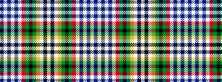 idealised woven sample of pattern BWBWBWRGKGYWKW