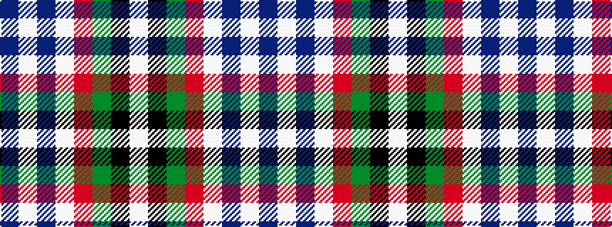 idealised woven sample of pattern BWBWRGKW