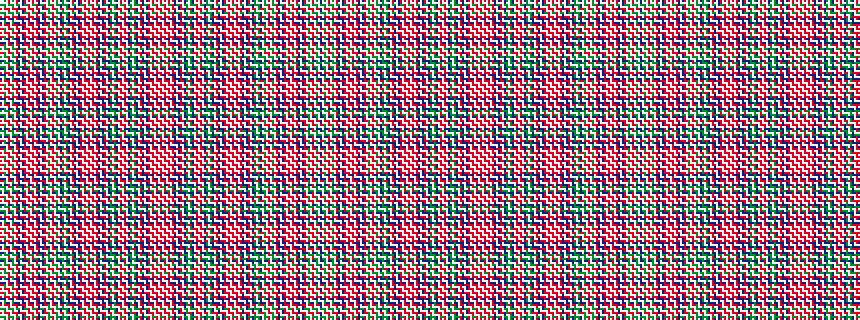 idealised woven sample of pattern BWGWRWGWRBWBRWRWRWRBWBRWGWRWGWBGWGBWRBWBRWRWRWRWRBWBRWBGWGBWRWRWBGWGBWRBWBRWRWRWR