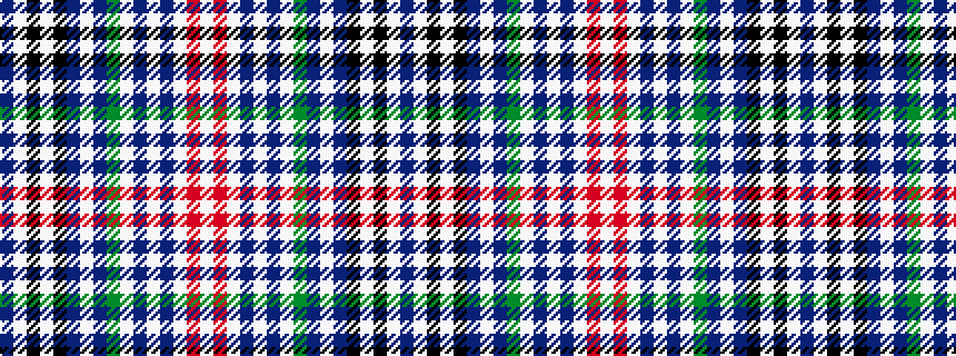 idealised woven sample of pattern BWKWKBWBGWBWBWRW
