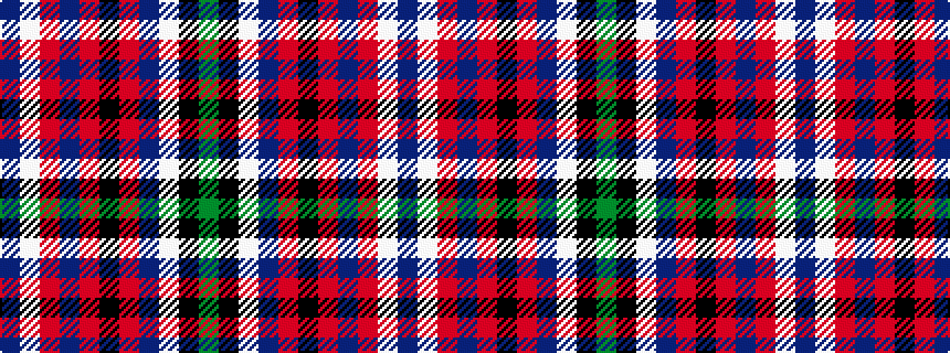 idealised woven sample of pattern BWRBRKRBWKG