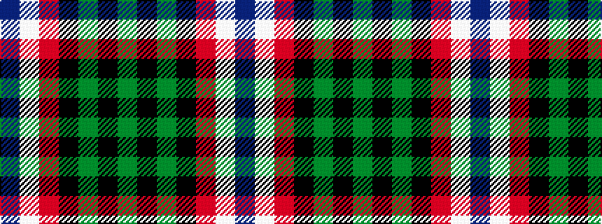 idealised woven sample of pattern BWRKGKG