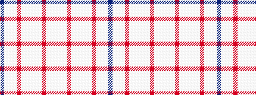 idealised woven sample of pattern BWWWRWWWWWRWWW