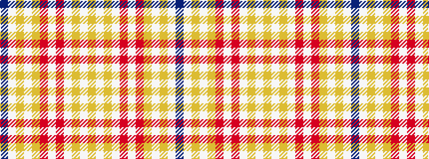 idealised woven sample of pattern BWYWYRWRWYWY