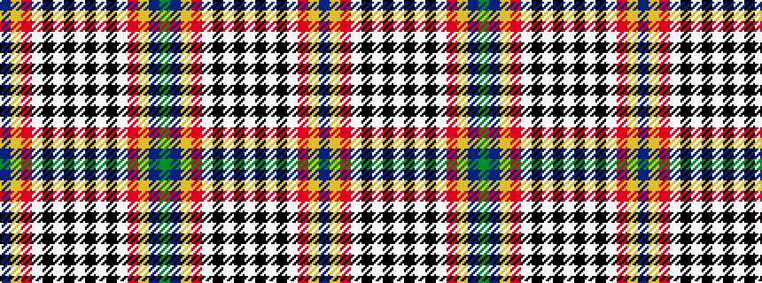 idealised woven sample of pattern BYRWKWKWKWKWRYBG