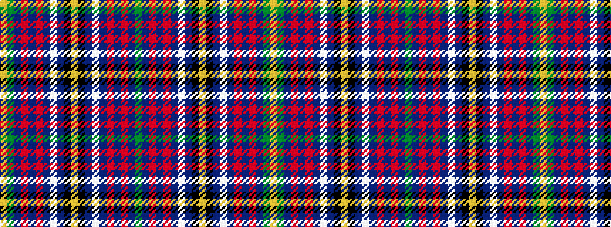idealised woven sample of pattern GBRBRBWBKYKBWBRBRBGY