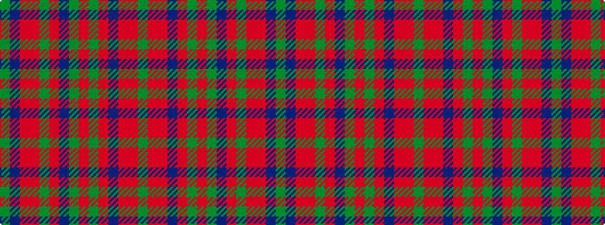 idealised woven sample of pattern GBRRGRBGRGRBRRG