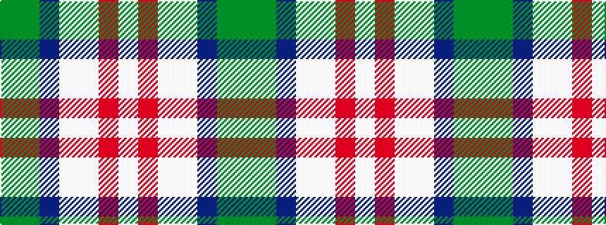 idealised woven sample of pattern GGBWWRW