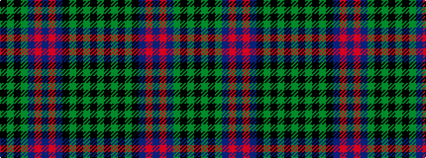 idealised woven sample of pattern GKGKGKBRBRBGKGK