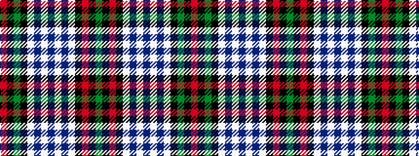 idealised woven sample of pattern GKRKWBWBWBWKGKR