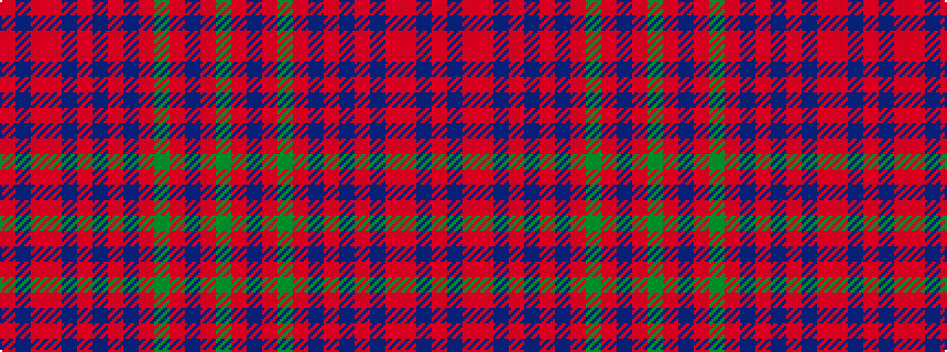 idealised woven sample of pattern GRBRGRBRBRBRRBR