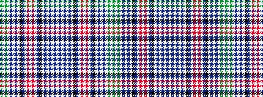 idealised woven sample of pattern GWGWBWBWKBWRWRWBKWBWBWBW