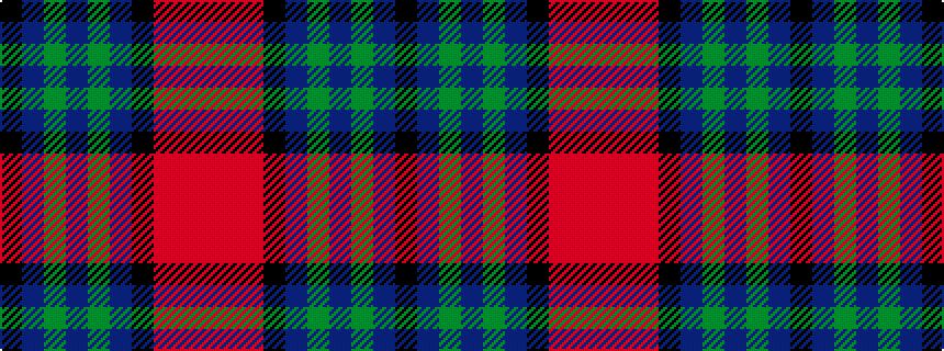 idealised woven sample of pattern KBGBGBKRRR
