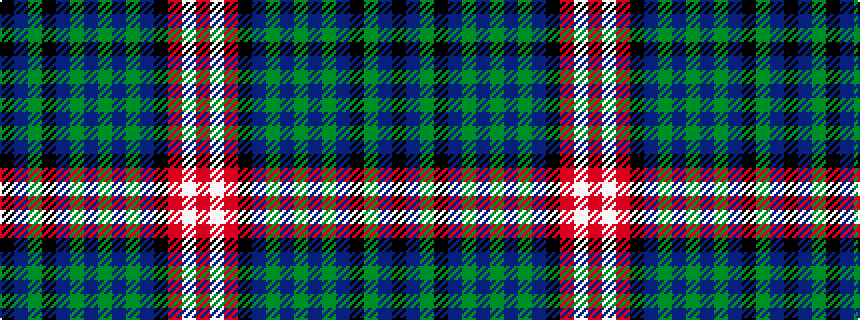 idealised woven sample of pattern KBGKBGBGBGBKRWR