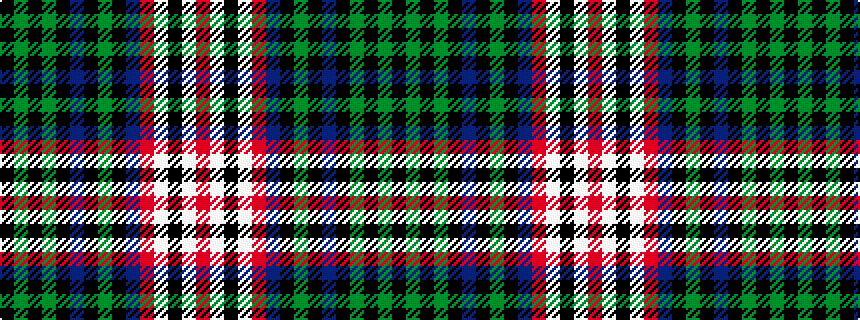 idealised woven sample of pattern KGKGKBKGKBRWKWR
