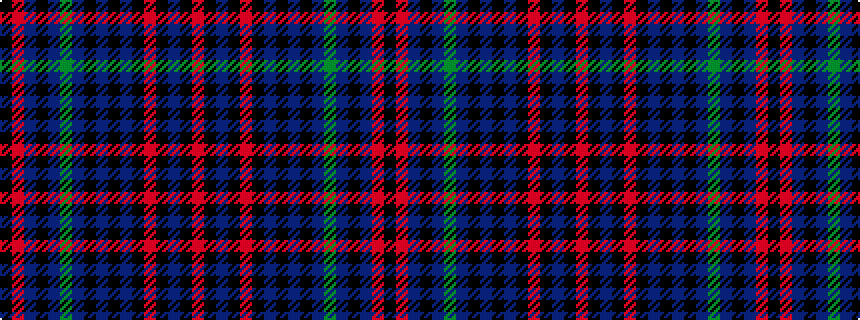 idealised woven sample of pattern KRBKBGBKBKBKRKBKR