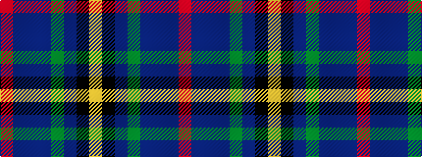 idealised woven sample of pattern RBBBGBKY