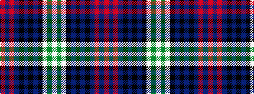 idealised woven sample of pattern RBRBKBKBKWGW