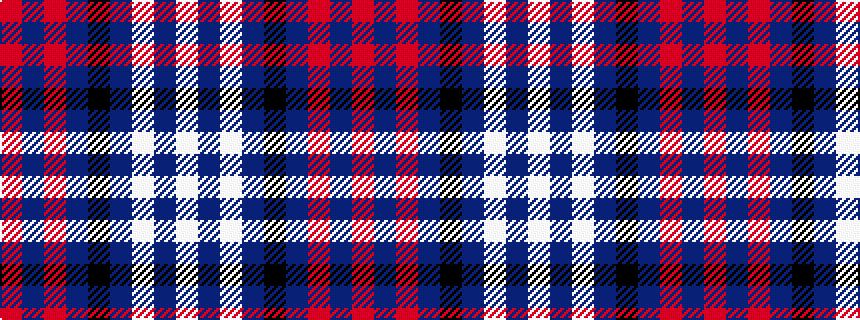 idealised woven sample of pattern RBRBKBWBW