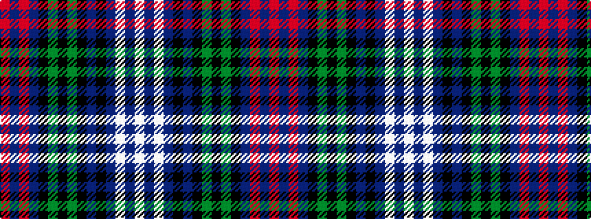 idealised woven sample of pattern RBRBKGKGKBKBWBW