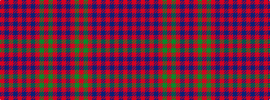 idealised woven sample of pattern RBRBRBRBRGRGRBR