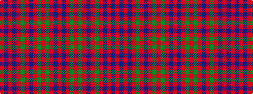 idealised woven sample of pattern RBRBRGRBRGRGRBR