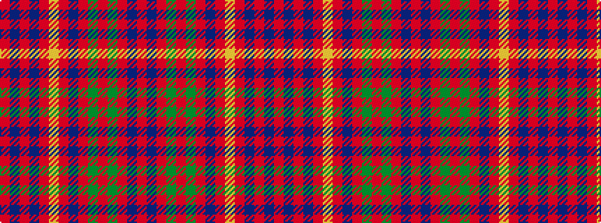 idealised woven sample of pattern RBRBRYRBRGRGRBR