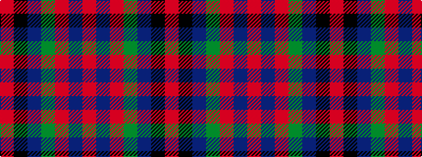 idealised woven sample of pattern RBRGBKR