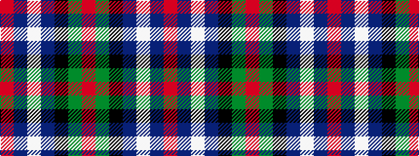 idealised woven sample of pattern RBWBKGR