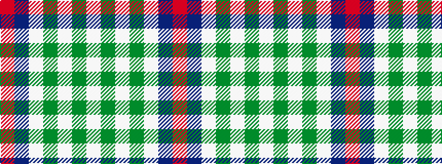 idealised woven sample of pattern RBWGWGW