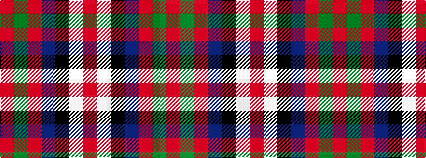 idealised woven sample of pattern RGRBKWR